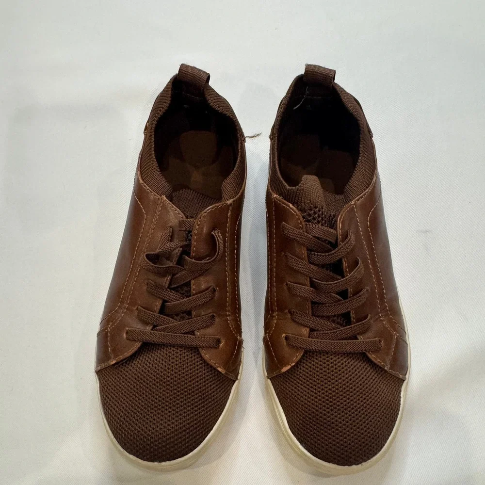Seven7‎ Lawson Jr Sneakers Kids 12.5 Brown Mixed Media Faux Leather Lace Up